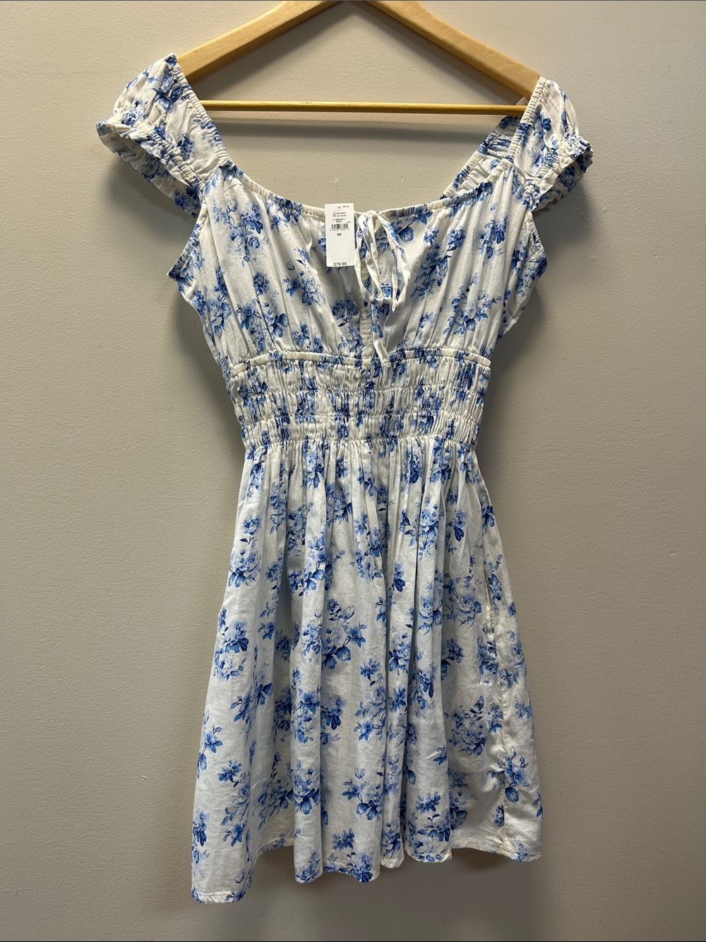 GAP Cottagecore Blue Floral Smocked Waist Dress